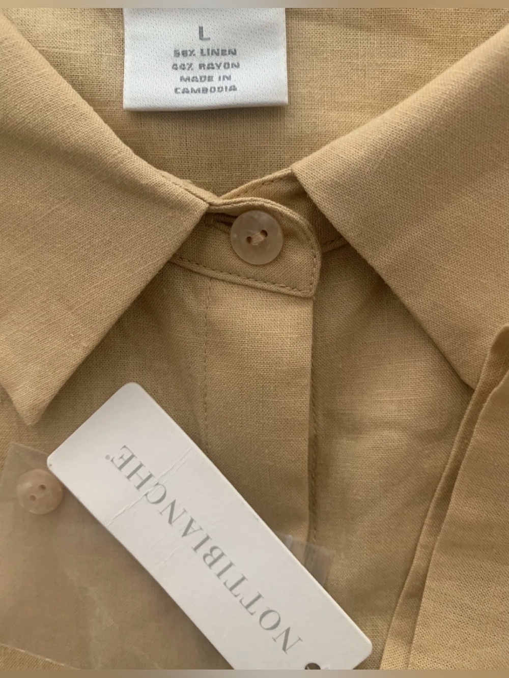 NEW Size L Womens Nottibianche Casual Linen Maxi House Dress Pockets Tan $58 - Picture 7 of 9